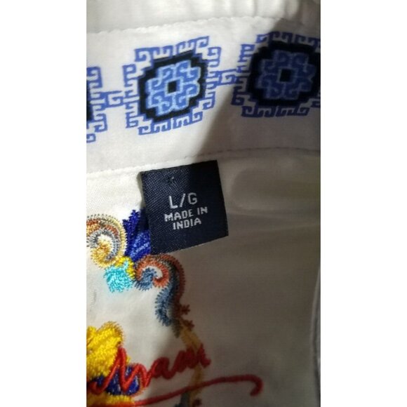 Robert Graham Long Sleeve Button Up White/Blue Striped Flip Cuff Shirt Men's L - Picture 6 of 13